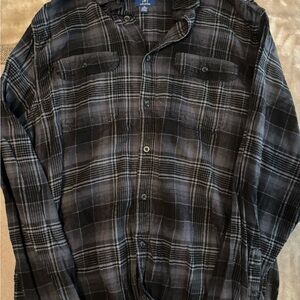 George Charcoal and Light Gray Plaid Shirt